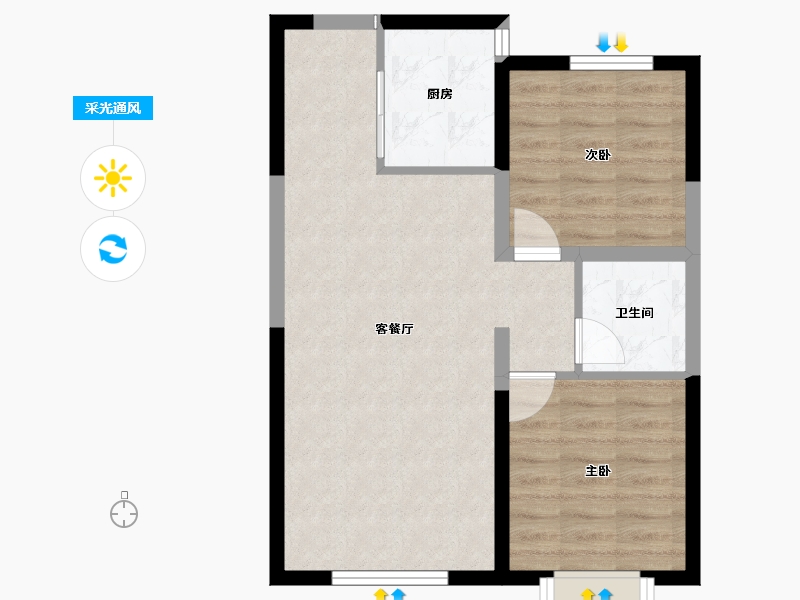 内蒙古自治区-包头市-方兴凤凰台-60.06-户型库-采光通风