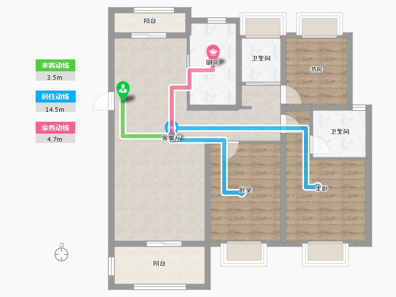 广东省-江门市-恩平碧桂园世纪城-95.85-户型库-动静线