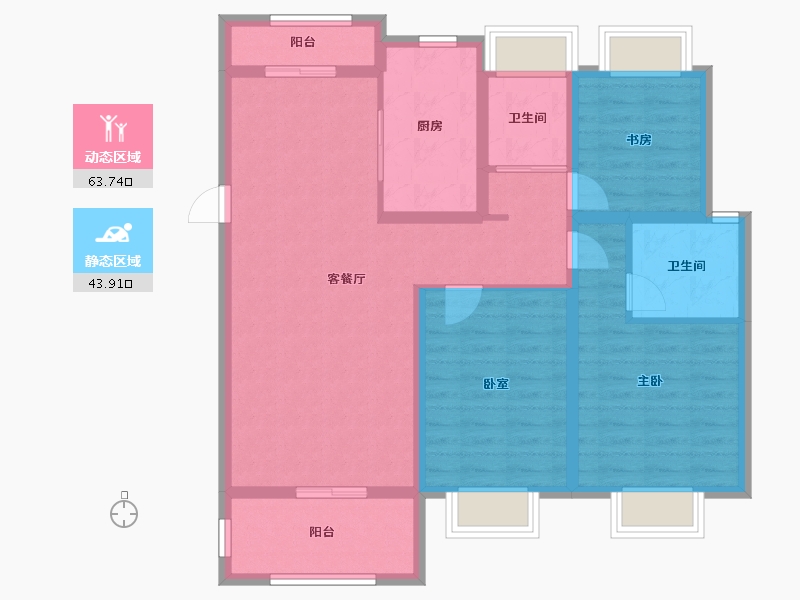 广东省-江门市-恩平碧桂园世纪城-95.85-户型库-动静分区