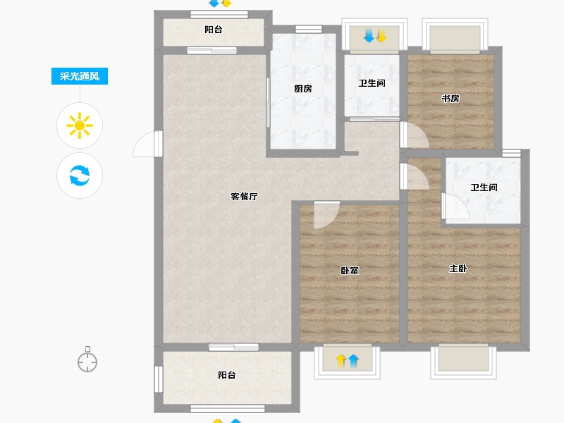 广东省-江门市-恩平碧桂园世纪城-95.85-户型库-采光通风