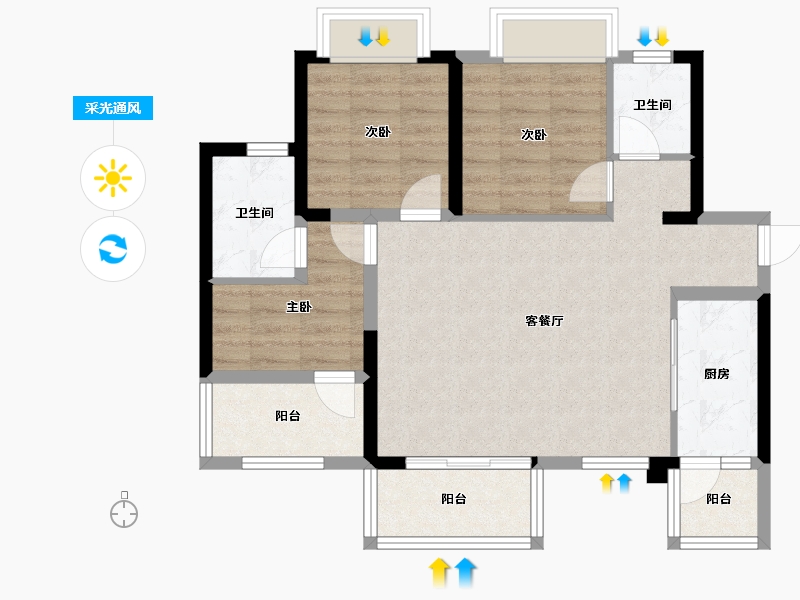 四川省-成都市-新城悦隽盛世-76.12-户型库-采光通风