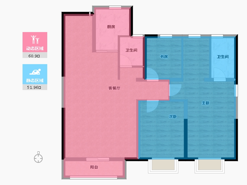 内蒙古自治区-包头市-中国铁建景晟学府-101.60-户型库-动静分区