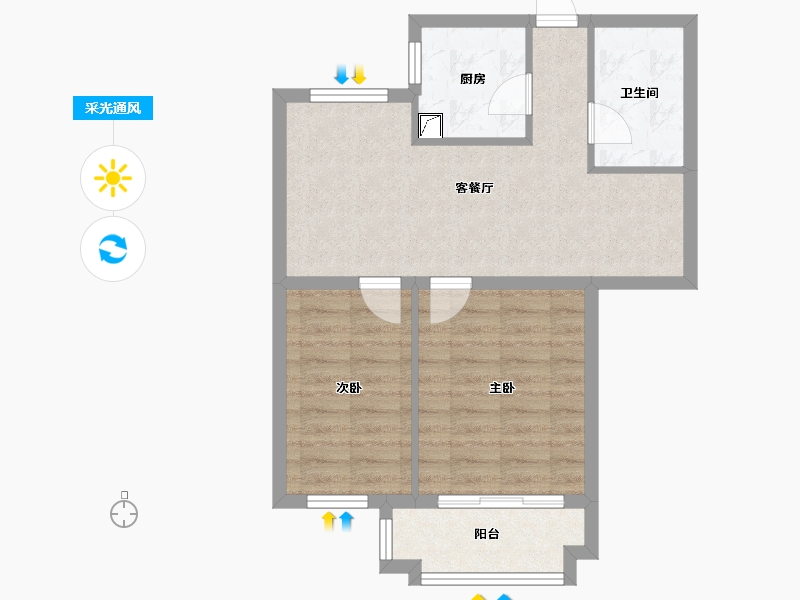 浙江省-宁波市-双和家苑-62.00-户型库-采光通风