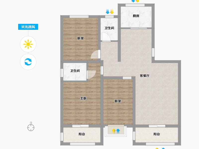 河南省-洛阳市-富力城小区-112.00-户型库-采光通风