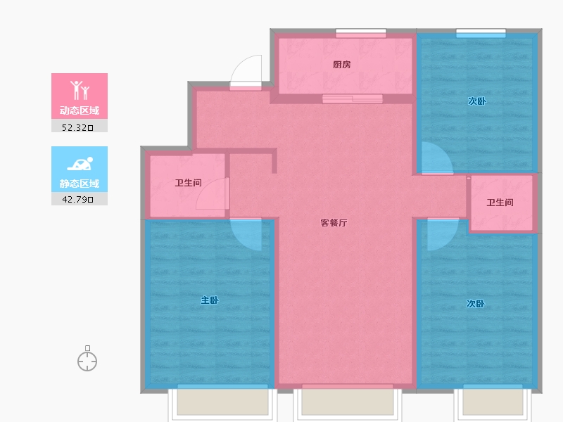 内蒙古自治区-包头市-万科城-85.60-户型库-动静分区