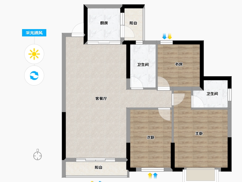 广西壮族自治区-桂林市-兴盛天鹅堡-86.06-户型库-采光通风