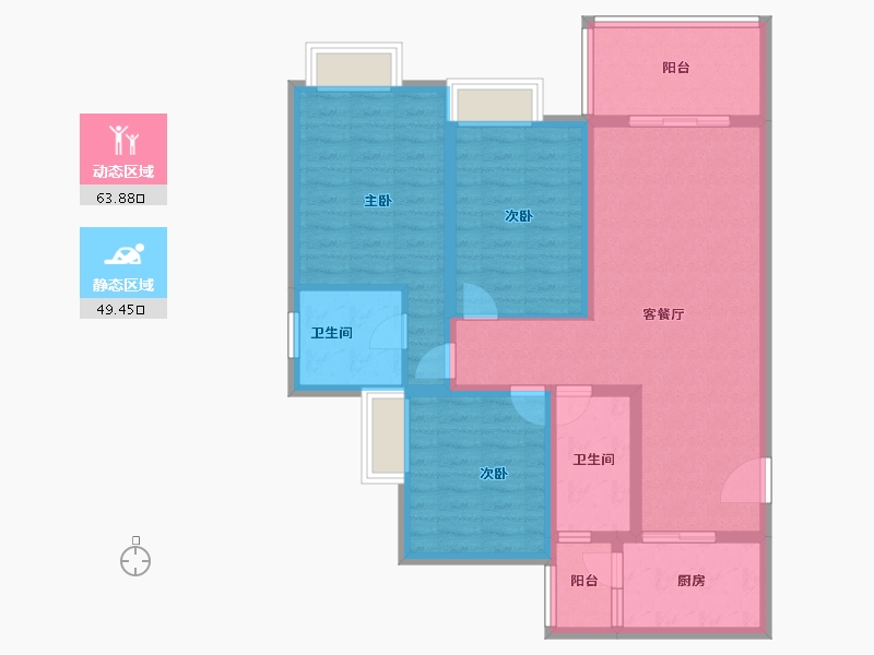 陕西省-安康市-御公馆三期-100.96-户型库-动静分区