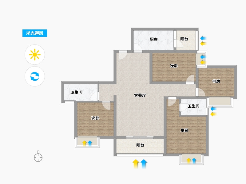 陕西省-安康市-御公馆三期-116.48-户型库-采光通风