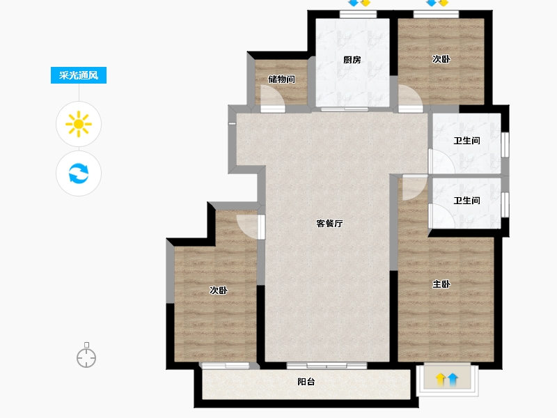 新疆维吾尔自治区-阿克苏地区-金凤凰百合公寓-93.10-户型库-采光通风