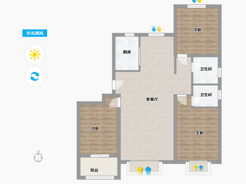 河北省-沧州市-贝尔郡府-87.00-户型库-采光通风