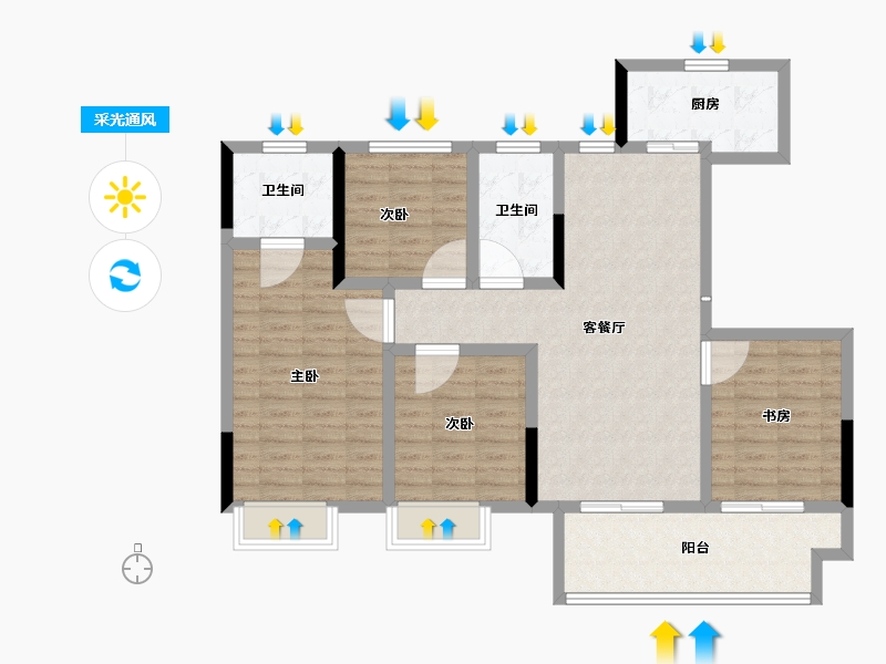 江苏省-连云港市-恒泰悦珑府-104.00-户型库-采光通风