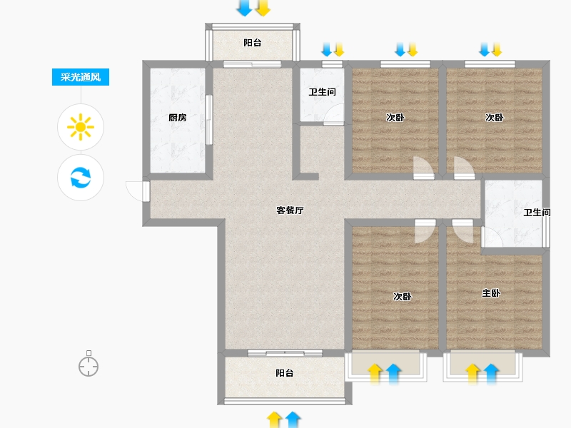 河南省-新乡市-高晟福润城-118.42-户型库-采光通风