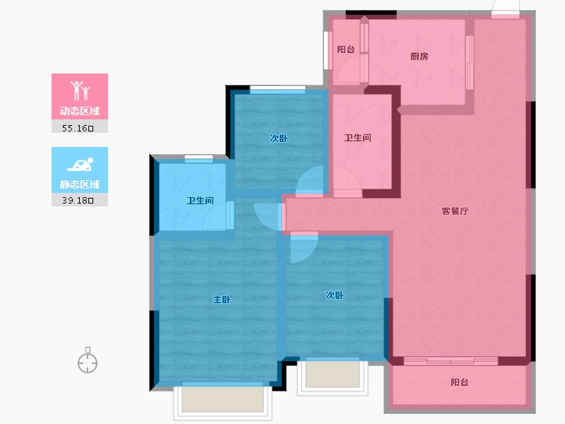 安徽省-六安市-新滨湖恒大文化旅游城-82.69-户型库-动静分区