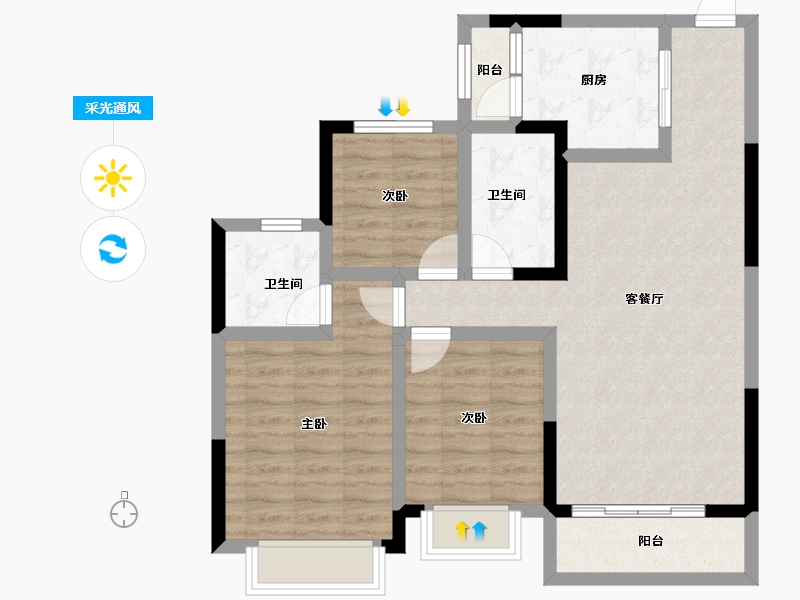 安徽省-六安市-新滨湖恒大文化旅游城-82.69-户型库-采光通风