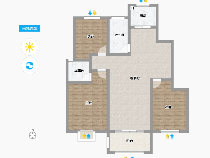 河南省-商丘市-和谐·北大花园-105.84-户型库-采光通风