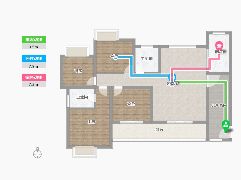 陕西省-安康市-御公馆三期-123.96-户型库-动静线