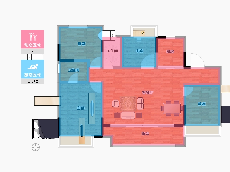 浙江省-湖州市-沁澜府-100.80-户型库-动静分区