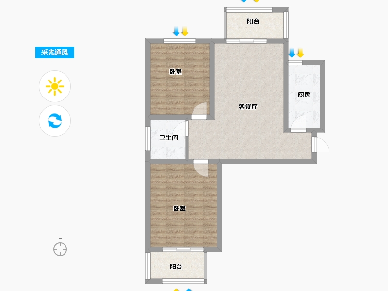 河南省-新乡市-高晟福润城-72.58-户型库-采光通风