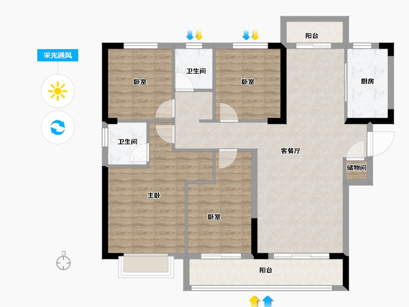 湖北省-宜昌市-阳光城文澜府-109.60-户型库-采光通风