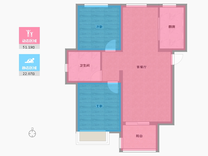 河北省-保定市-宏伟山水城四期御湖温莎-65.26-户型库-动静分区