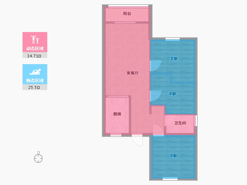 上海-上海市-兰坪路小高层(南区)-56.27-户型库-动静分区