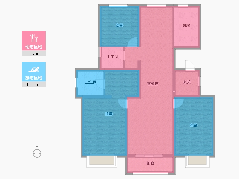 河北省-保定市-宏伟山水城四期御湖温莎-104.01-户型库-动静分区