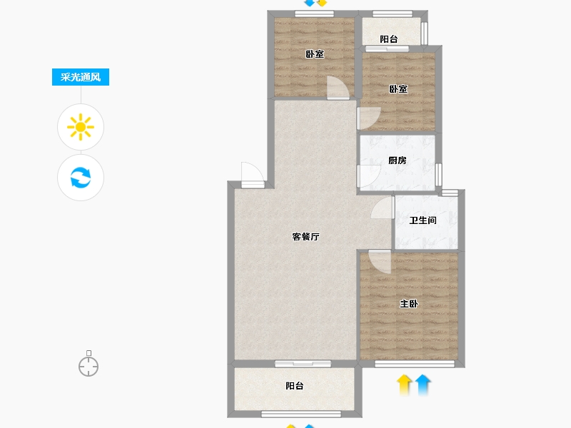 湖南省-长沙市-澳海望洲府-91.00-户型库-采光通风