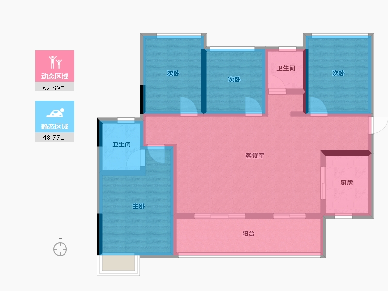 广西壮族自治区-桂林市-彰泰冠臻园-98.96-户型库-动静分区