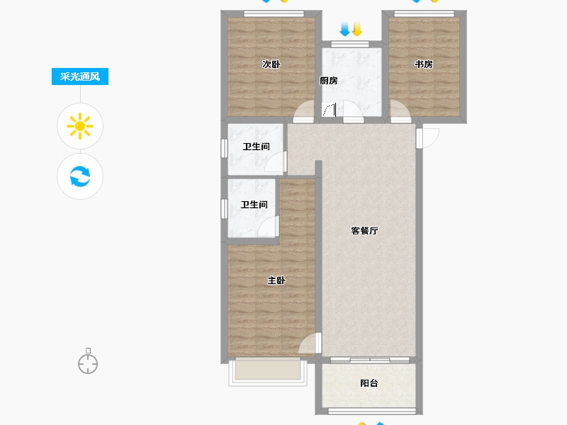 山西省-晋中市-阳光城文澜府-96.08-户型库-采光通风