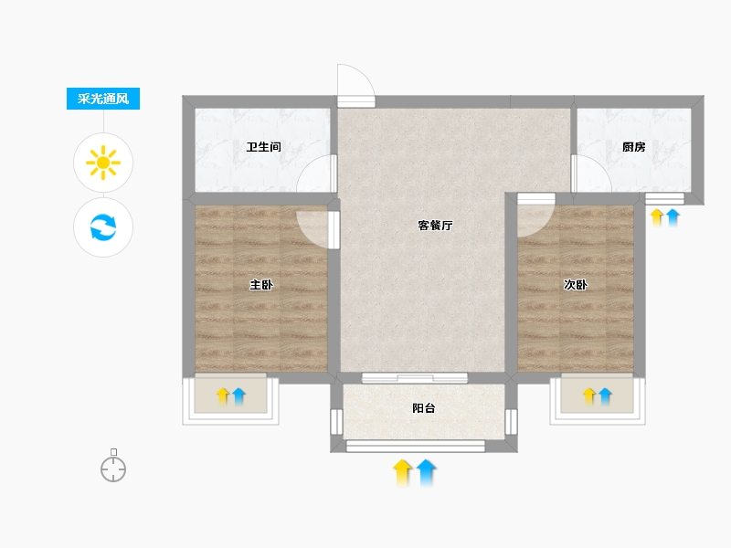 河北省-保定市-宏伟山水城四期御湖温莎-53.32-户型库-采光通风