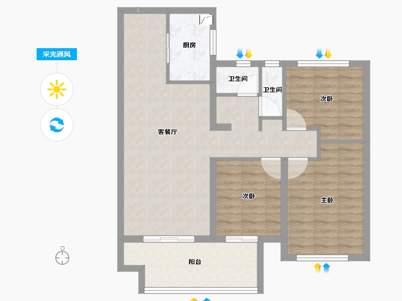 河南省-商丘市-建业世和府-79.25-户型库-采光通风