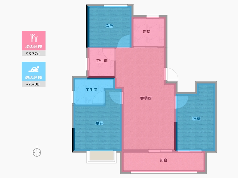 安徽省-马鞍山市-昆仑风荷园-93.61-户型库-动静分区