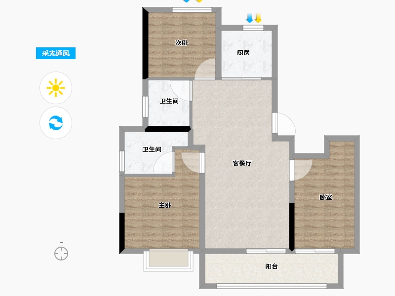 安徽省-马鞍山市-昆仑风荷园-93.61-户型库-采光通风