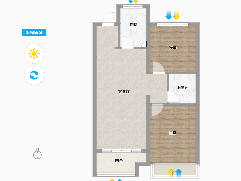 山西省-晋中市-阳光城文澜府-61.62-户型库-采光通风