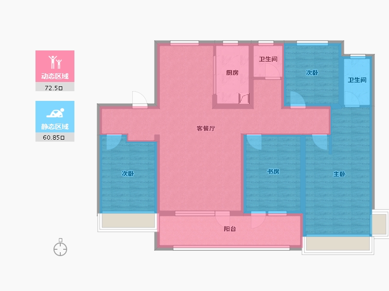 山东省-东营市-翡翠澜庭-128.74-户型库-动静分区