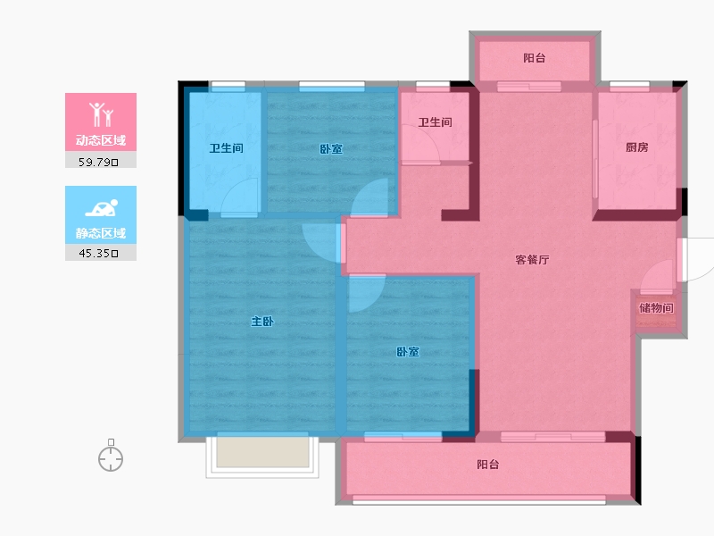 湖北省-宜昌市-阳光城文澜府-94.40-户型库-动静分区