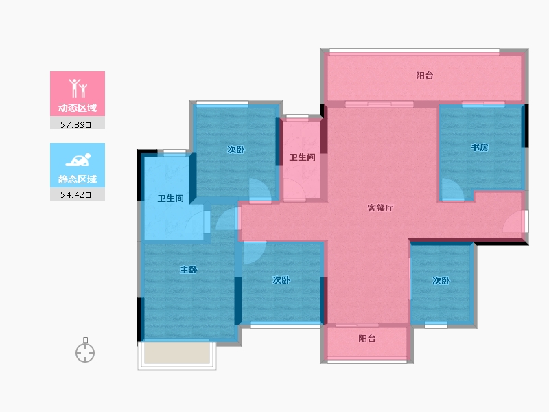 广西壮族自治区-桂林市-彰泰冠臻园-99.97-户型库-动静分区