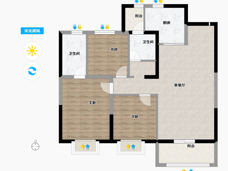 内蒙古自治区-包头市-中国铁建景晟学府-95.20-户型库-采光通风