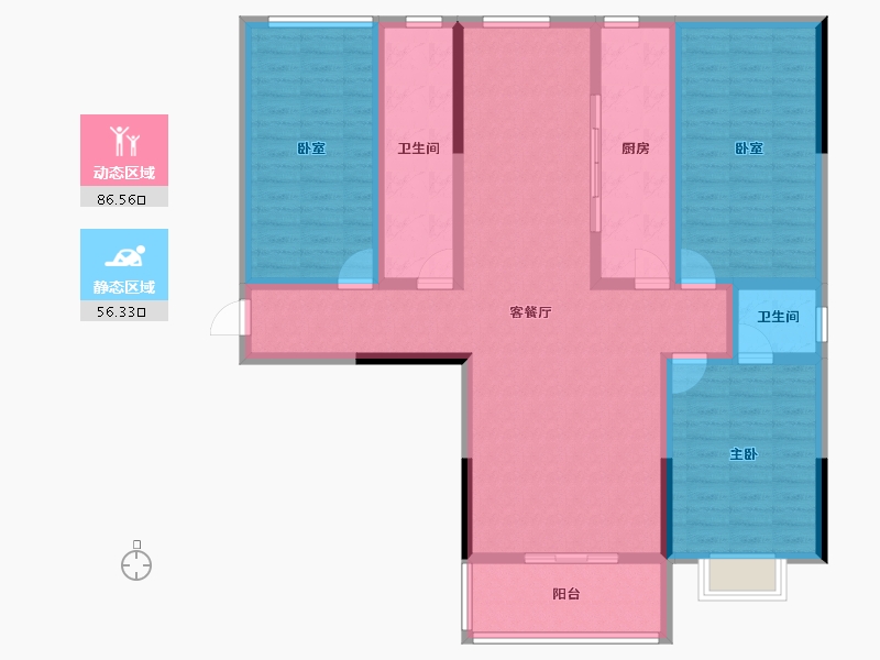 湖北省-孝感市-春晓苑二期-128.05-户型库-动静分区