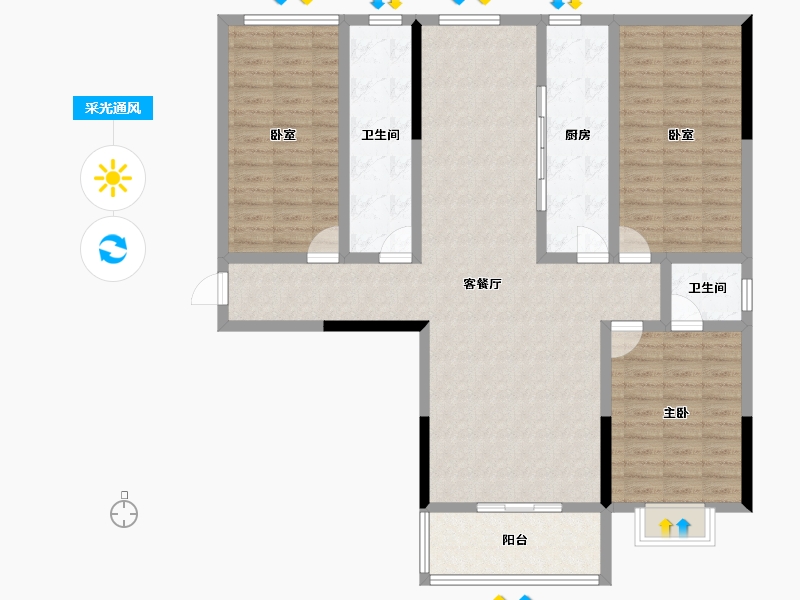 湖北省-孝感市-春晓苑二期-128.05-户型库-采光通风