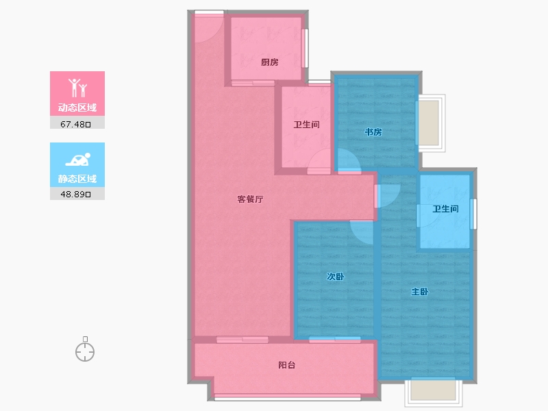 陕西省-安康市-御公馆三期-104.00-户型库-动静分区