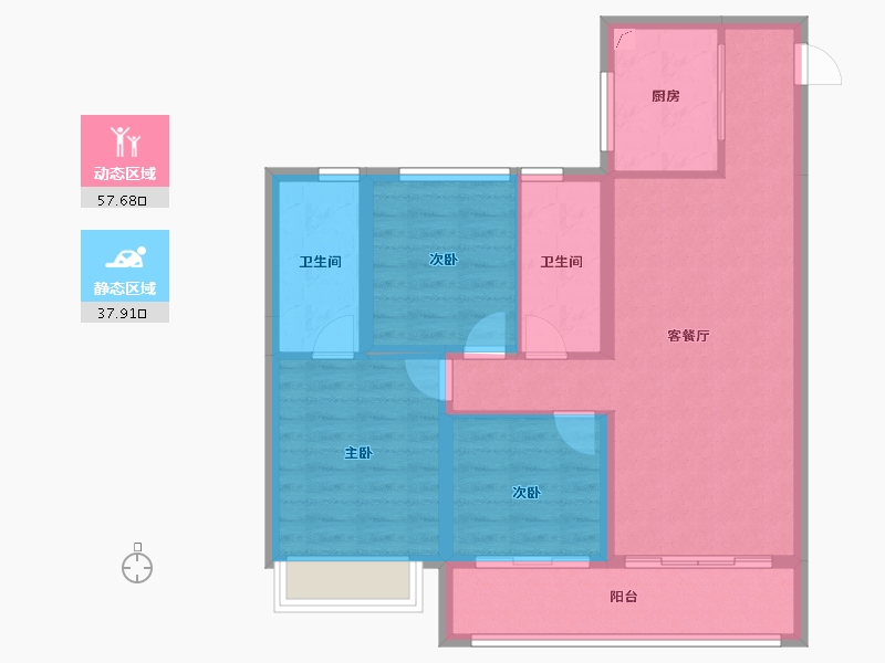 山西省-晋中市-保利·锦上-85.45-户型库-动静分区