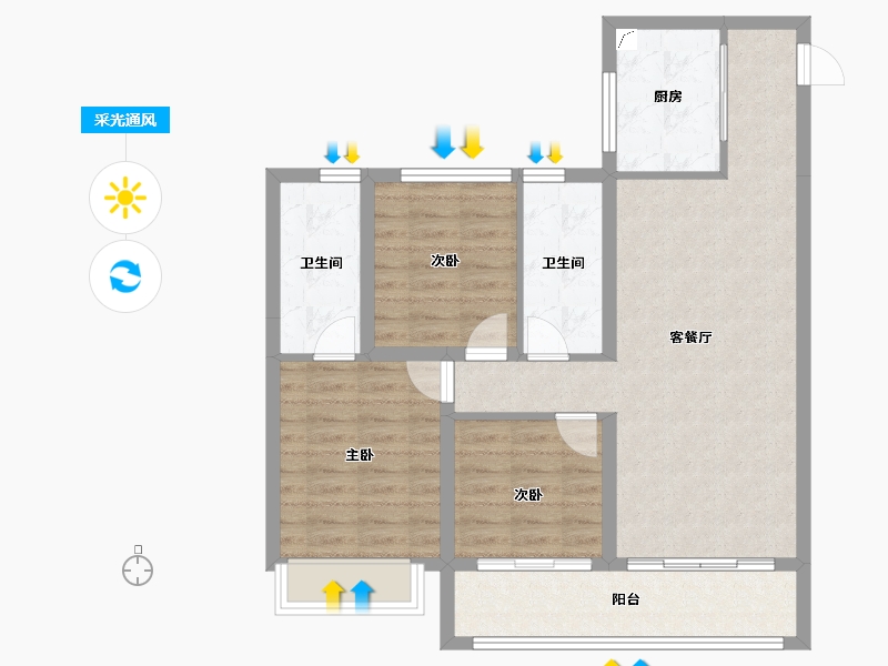 山西省-晋中市-保利·锦上-85.45-户型库-采光通风