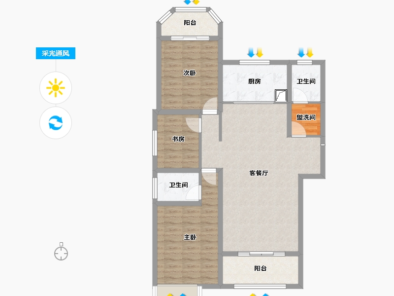 陕西省-渭南市-天御华庭-143.25-户型库-采光通风