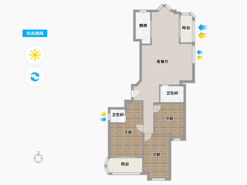 湖南省-长沙市-中航城-134.00-户型库-采光通风