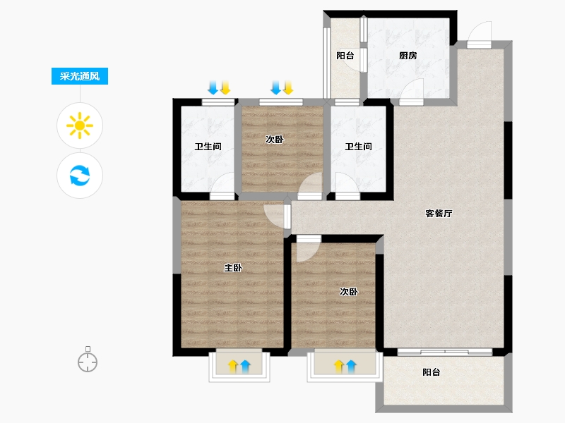 安徽省-六安市-新滨湖恒大文化旅游城-97.48-户型库-采光通风