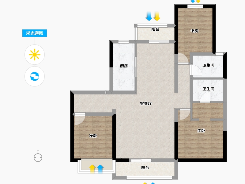 内蒙古自治区-包头市-中国铁建景晟学府-91.97-户型库-采光通风