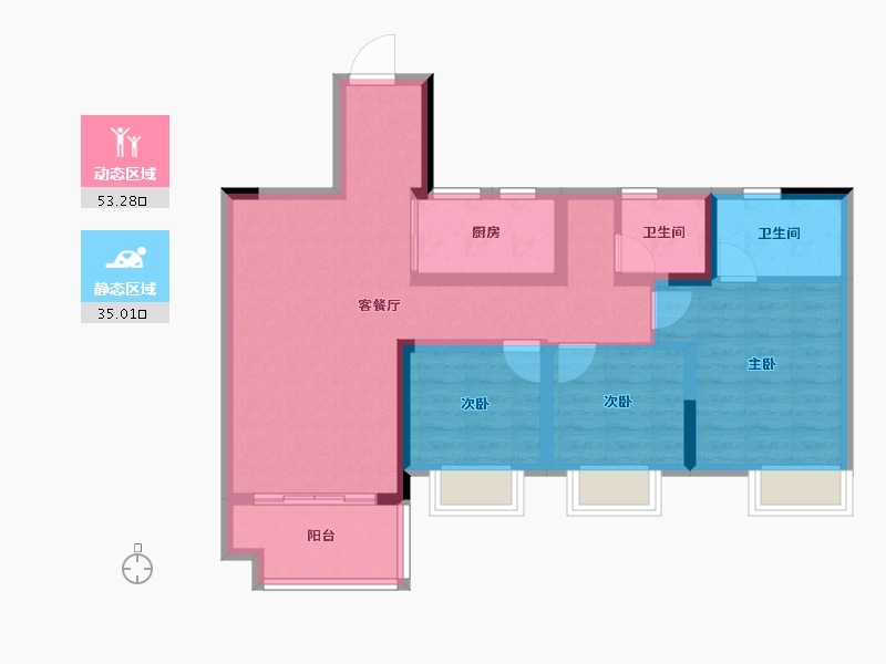 四川省-成都市-华侨城粼港樾府-77.70-户型库-动静分区