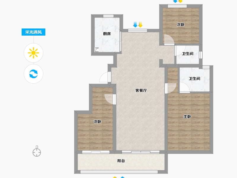 山西省-晋中市-保利金地水木芳华-87.88-户型库-采光通风