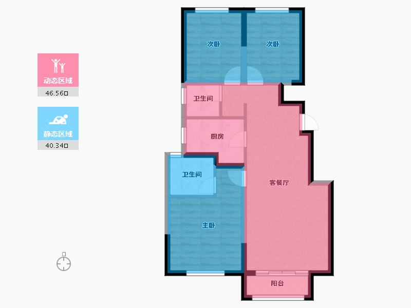 新疆维吾尔自治区-阿克苏地区-金凤凰百合公寓-77.36-户型库-动静分区